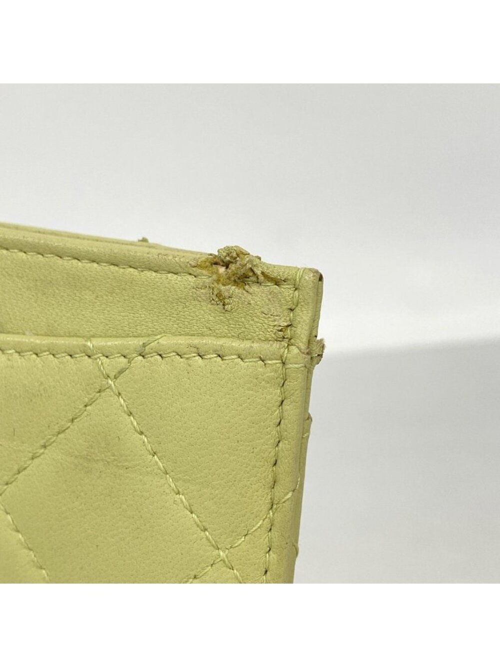 ★SOLD★ Chanel Card Case Quilted Lambskin Light Green Silver - Picture 6 of 8